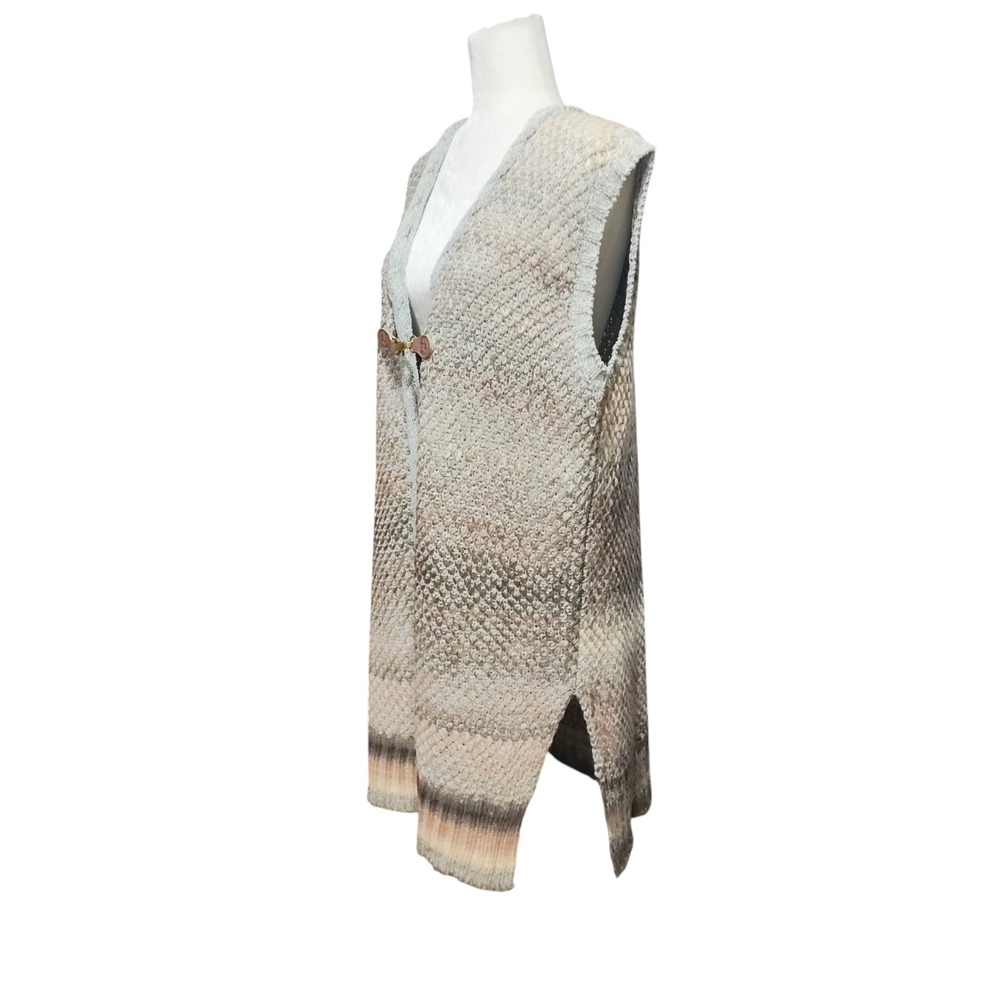 NEW Simply Noelle Knit Vest Long Open Women's Cardigan NWT Cream Ombre Size L XL - Picture 4 of 12